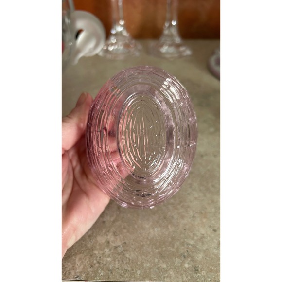 Vintage Mosser Pink Glass Bunny on Nest Trinket Dish Easter Decor 2-Piece Set - Picture 5 of 5